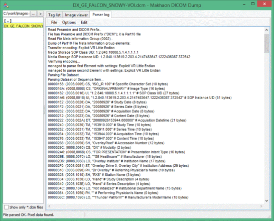 Makhaon DICOM dump log